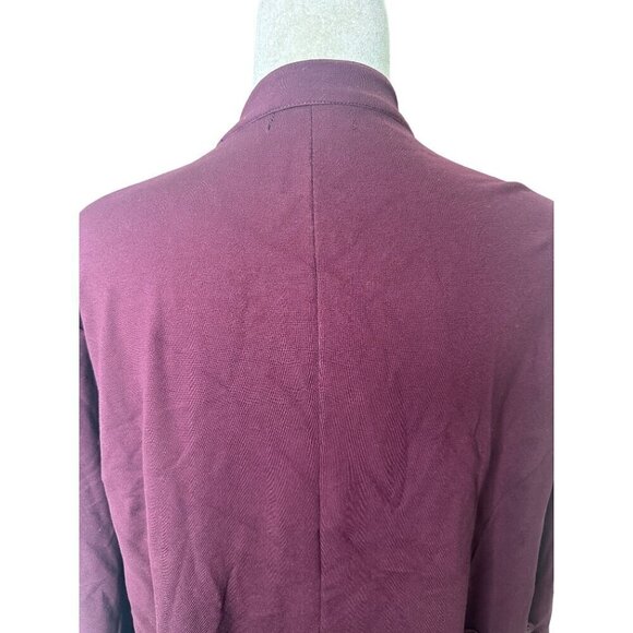 Torrid Plum Burgundy Open Front Jacket Cardigan With Ruffle Detail Button Cuffs - Picture 8 of 11